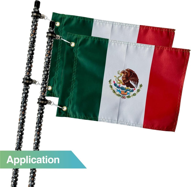 cezelux 2 Pack Mexico Flags for Whip Lights or Antenna Flag Poles, 12" x 18" Double Sided Whip Lights Accessories, Whips Mexican Flags for UTV ATV Can-Am Polaris RZR SXS Boats Ulti Offroad - Image 4